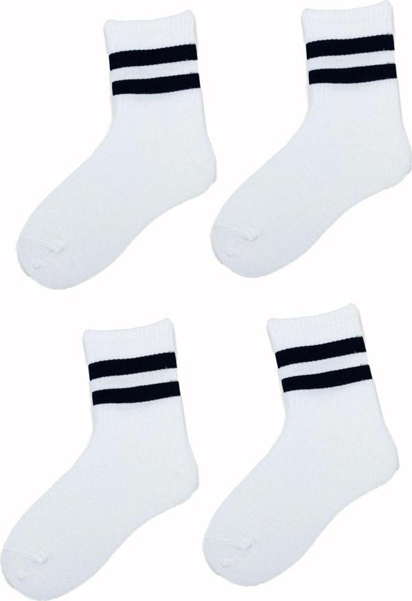 4lü Unisex Çizgili Kısa Çorap Pamuklu Tenis Ekonomik Spor - Image 1