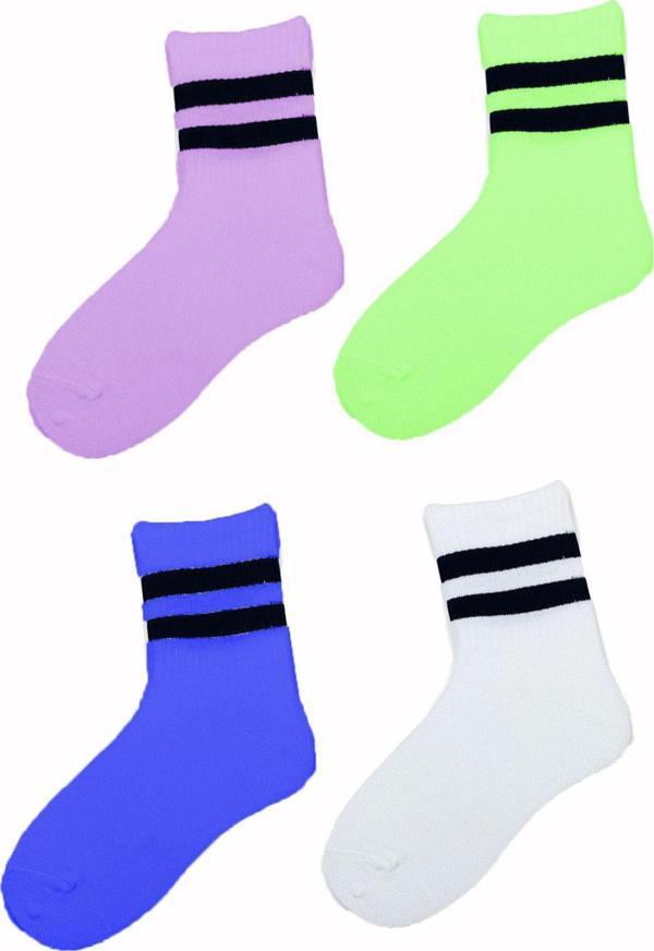 4lü Unisex Çizgili Kısa Çorap Pamuklu Tenis Ekonomik Spor - Image 1
