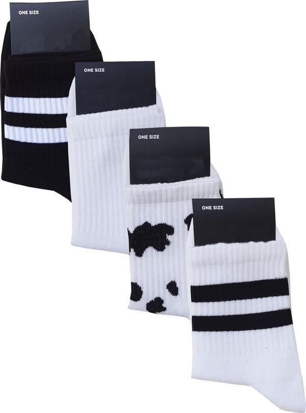 4lü Unisex İnek Desenli Kısa Konç Çorap Siyah-Beyaz Tenis Spor - Image 1