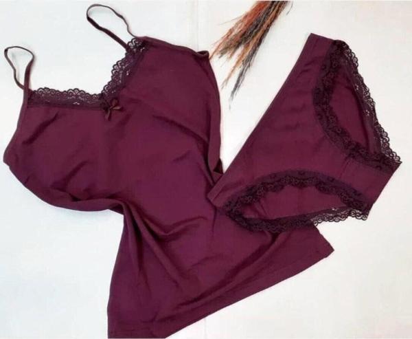 Kadın İp Askılı Dantel Detaylı Atlet Bikini Takım Pamuklı Esnek - Image 1