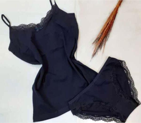 Kadın İp Askılı Dantel Detaylı Atlet Bikini Takım Pamuklı Esnek - Image 1