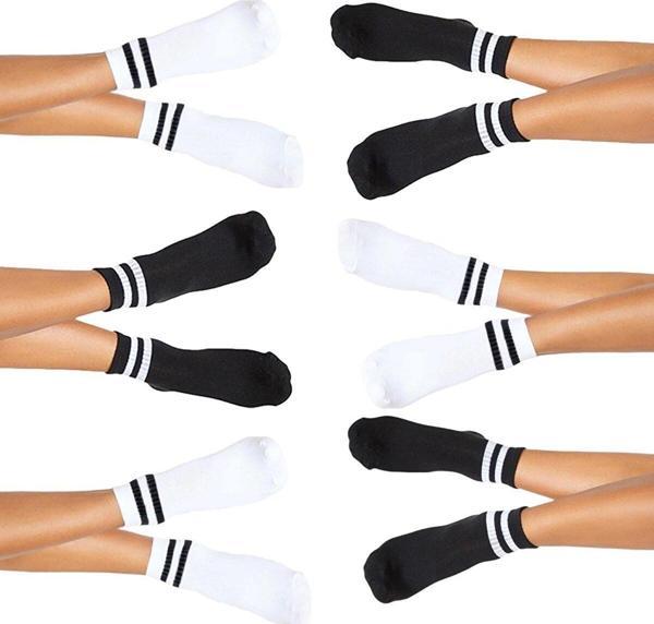 6lı Kadın Unisex Çizgili Kısa Çorap Pamuklu Tenis Ekonomik Spor - Image 1