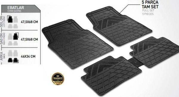 Trakmats Opel Astra J Sedan 2010 - 2019 Kesilebilir Universal Üçgen Desen Siyah Oto Paspas - Image 1