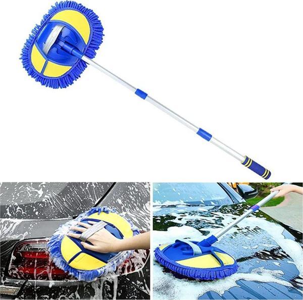Mikrofiber Dönebilen Püsküllü Araba Yıkama Ve Temizleme Fırçası Mavi̇ - Image 1