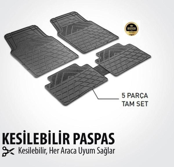 Begtech Ford Ecosport 2017 - 2024 Kesilebilir Universal Üçgen Desen Siyah Oto Paspas - Image 1
