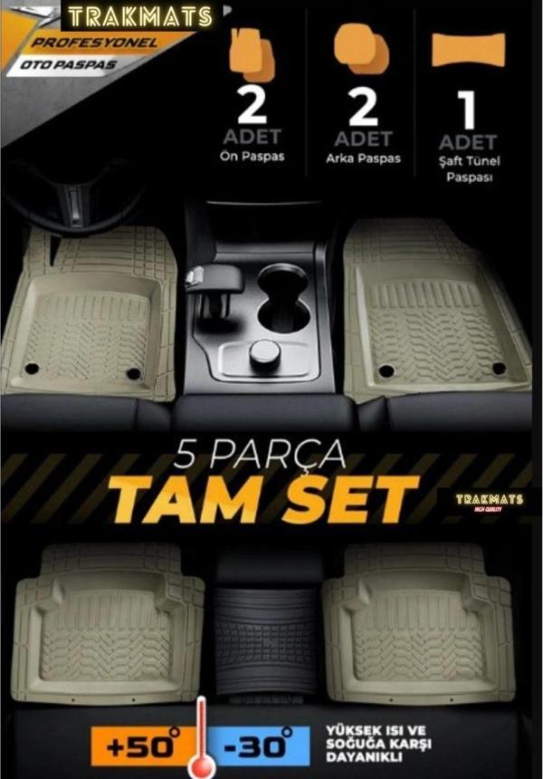 Trakmats Renault Megane 1 Sedan 1995 - 2003 Kesilebilir Pro-Mats Yumuşak Oto Paspas Bej - Image 1