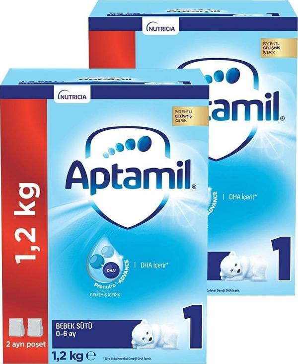 Aptamil 1 Bebek Sütü Yeni Formül 1200 gr x 2 Adet - Image 1