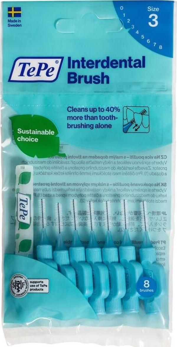 Tepe Interdental Brush Arayüz Fırçası Mavi 0.6 mm 8 li - Image 1