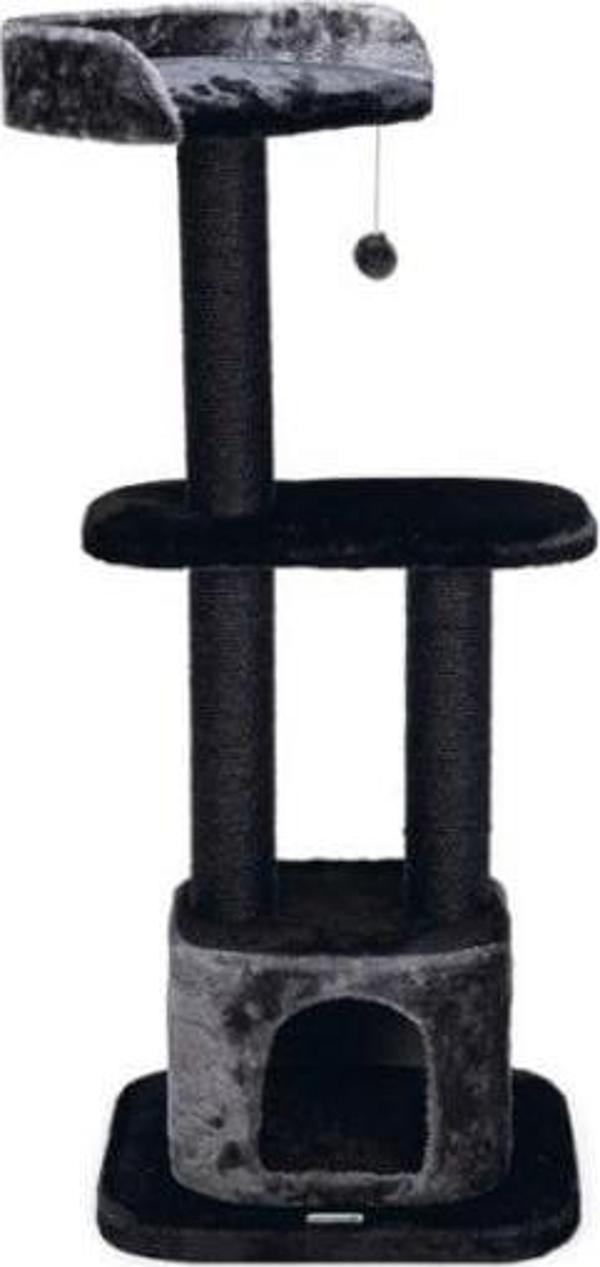 Beeztees Peluş Kule Kedi Tırmalama Direği 50x50x120 Cm Gri/Siyah - Image 1