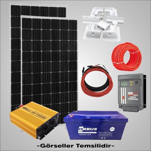 Karavan Solar Paketi 1000 Watt Şarjlı İnverter 205w Güneş Paneli Mpptli - Image 1