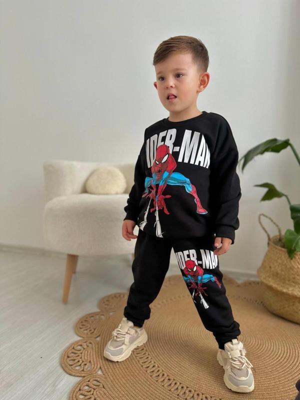 ERKEK ÇOCUK ÖRÜMCEK ADAM 3 İP ŞARDONLU EŞOFMAN TAKIMI - Image 1