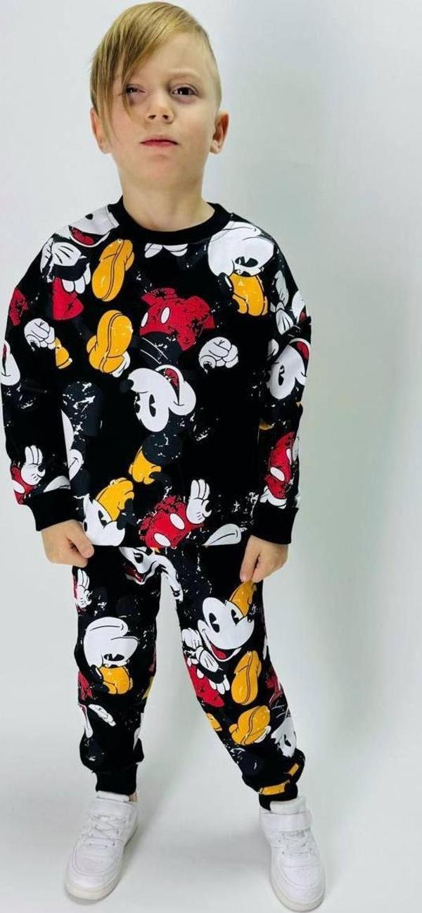 ERKEK ÇOCUK MİCKEY 2 İPLİK PAMUK RİBANALI EŞOFMAN TAKIMI - Image 1