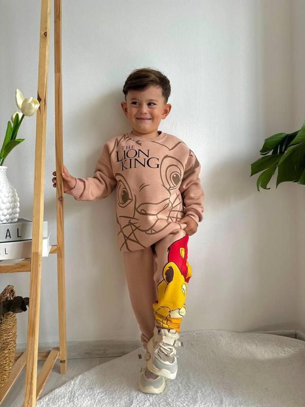 ERKEK ÇOCUK LİON KİNG MODELLİ 3 İPLİK ŞARDONLU EŞOFMAN TAKIMI - Image 1