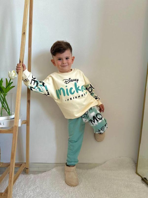 ERKEK ÇOCUK MİCKEY MODELLİ 3İPLİK ŞARDONLU EŞOFMAN TAKIMI - Image 1