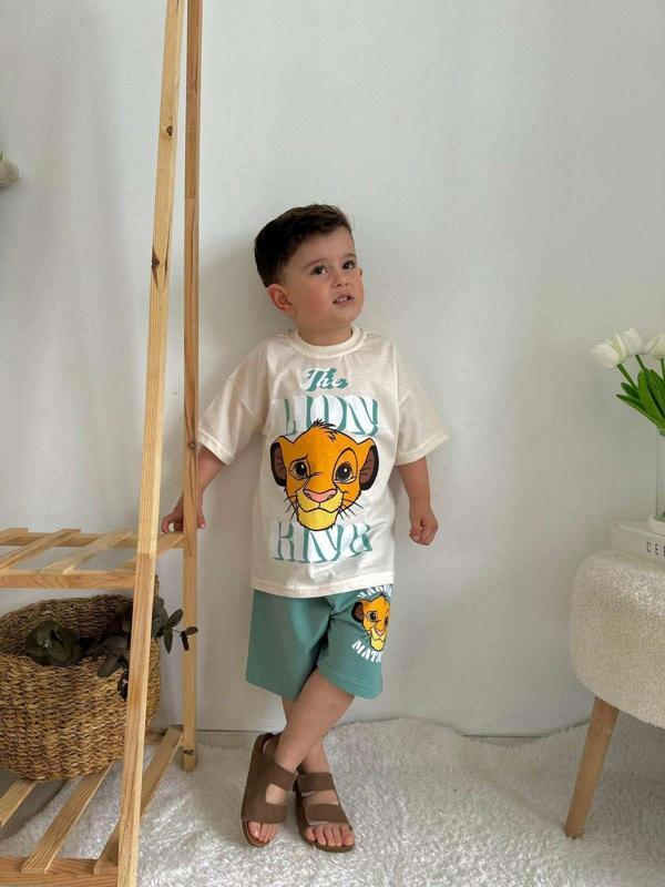 ERKEK ÇOCUK LOONEY TUNES LİON BLUEY DESENLİ PAMUK ŞORTLU TAKIM - Image 1