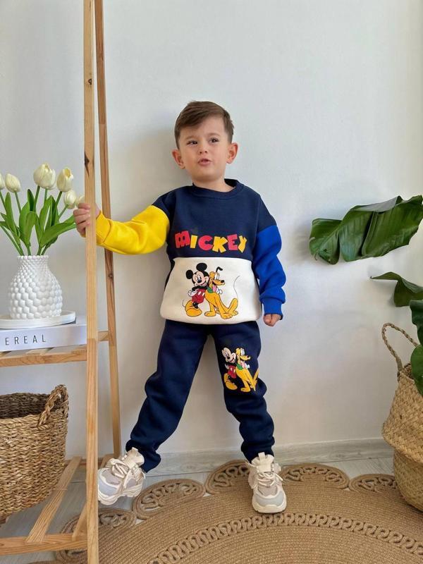 ERKEK ÇOCUK MİCKEY MODELLİ 3 İPLİK ŞARDONLU EŞOFMAN TAKIMI - Image 1
