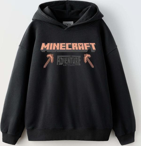 ERKEK ÇOCUK MINECRAFT MODELLİ KOL MANŞETLİ PAMUK KAPŞONLU SWEAT - Image 1