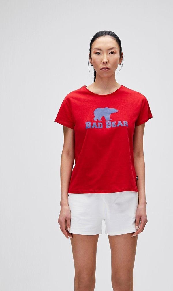 Bad Bear Logo Tee T-Shirt Crimson Red Kırmızı Baskılı Kadın Tişört - Image 1