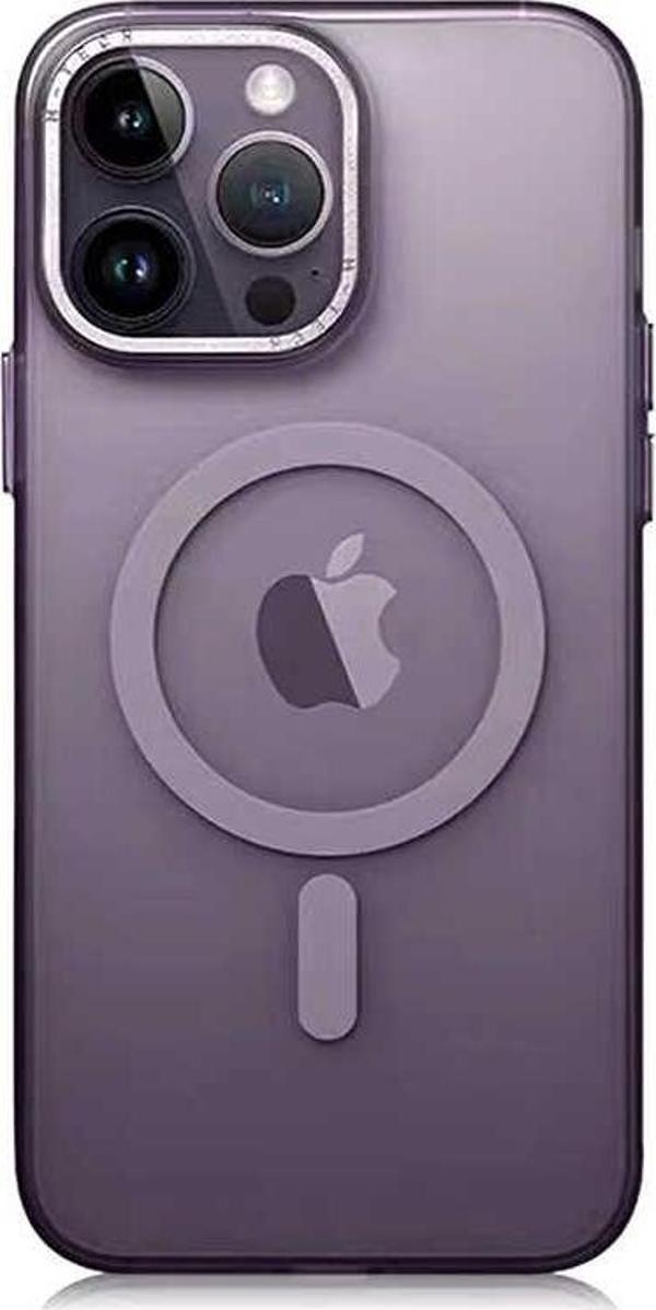 Apple iPhone 14 Pro Max Kılıf Magsafe Şarj Özellikli Buzlu Sert PC Zore Tuval Kapak - Image 1