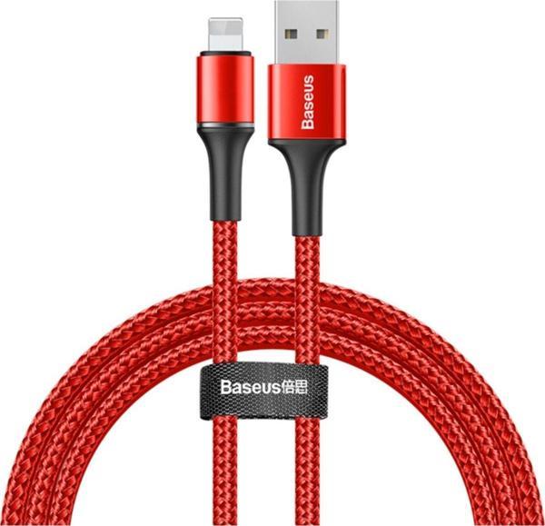 Baseus Halo Cable Iphone Hızlı Şarj Lightning 1 Metre 2.4A Usb Şarj Kablosu - Kırmızı - Image 1