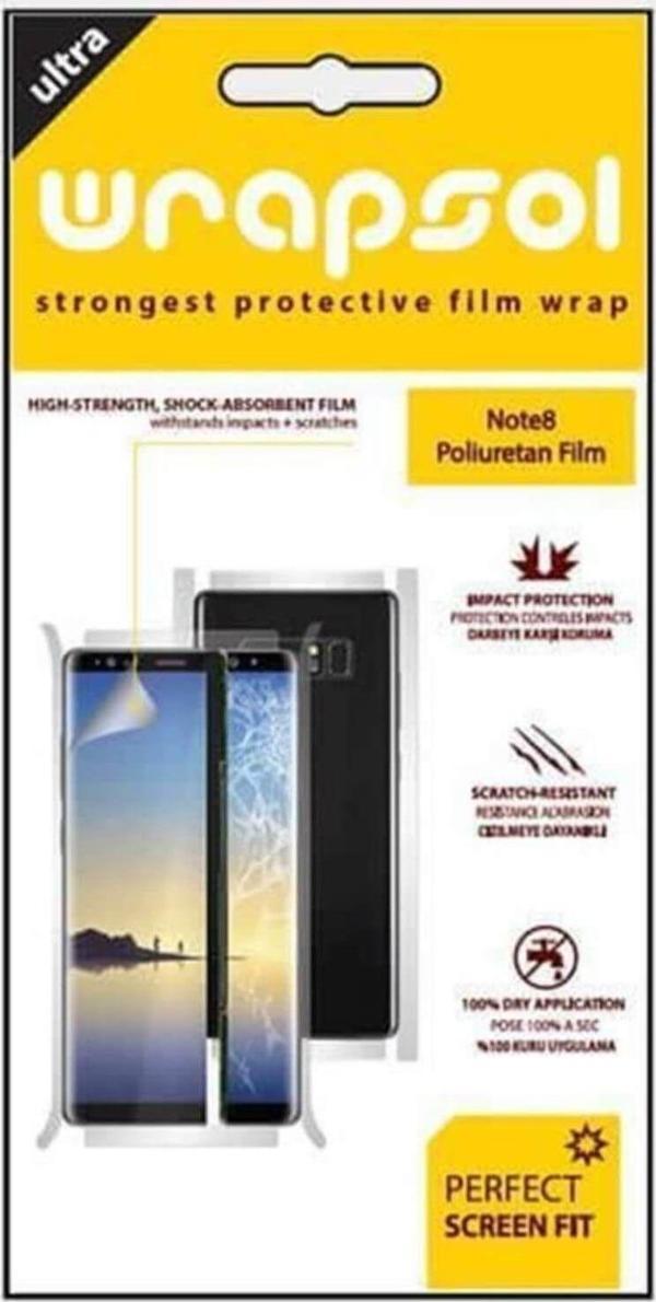 Wrapsol Galaxy Note 9 360 ° Full Body Ekran Koruyucu Kaplama Ön Arka Yan Darbe Emici Poliüretan Film - Image 1