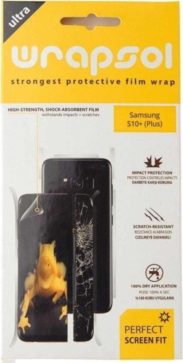 Wrapsol Galaxy S10 Plus 360 ° Full Body Ekran Koruyucu Kaplama Ön Arka Yan Darbe Emici Poliüretan Film - Image 1