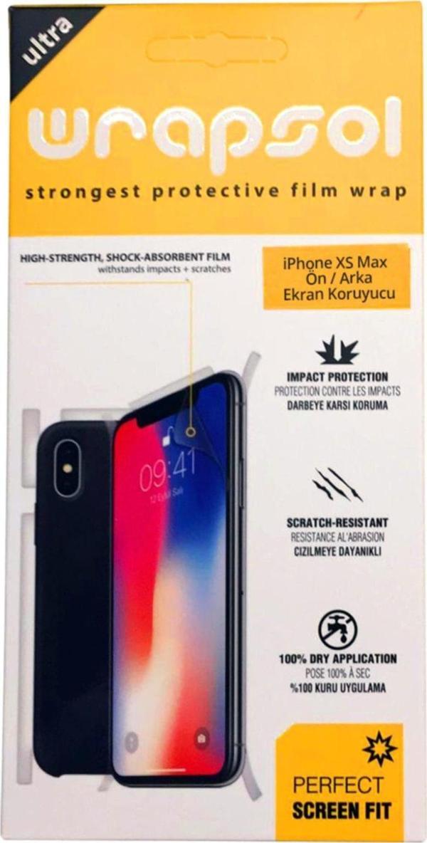 Wrapsol Iphone Xs Max 360 ° Full Body Ekran Koruyucu Kaplama Ön Arka Yan Darbe Emici Poliüretan Film - Image 1