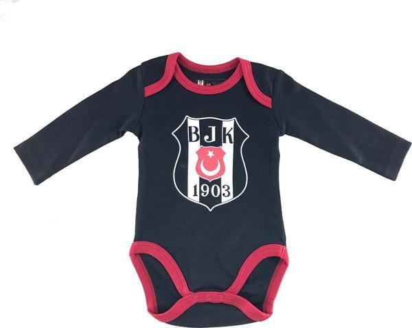 Beşiktaş Kartal Yuvası Orjinal Lisanslı Uzun Kol Zıbın Body Siyah - Image 1