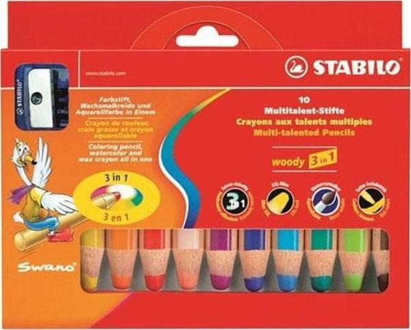Stabilo woody 3in1 duo Kuru Boya 10 Renk EO882/10-2 - Image 1