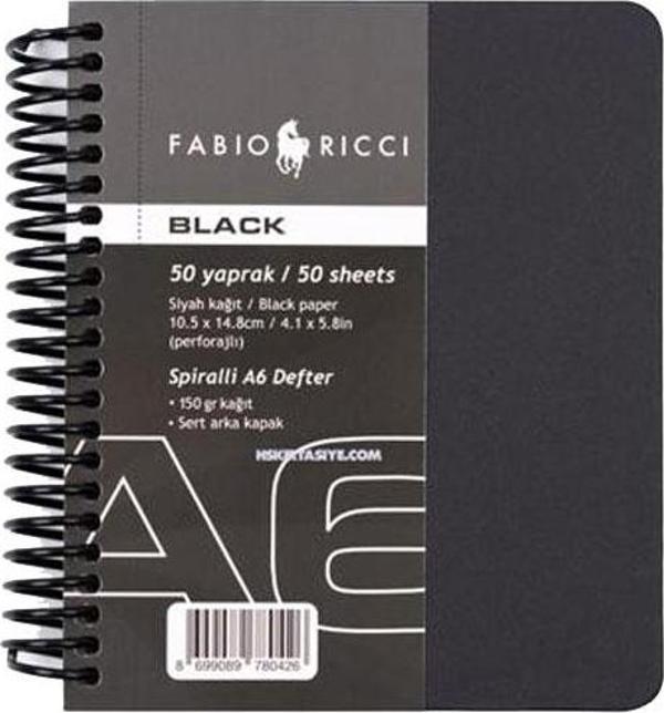 Fabio Ricci Lipe Black A6 Spiralli Çizim Defteri - Image 1