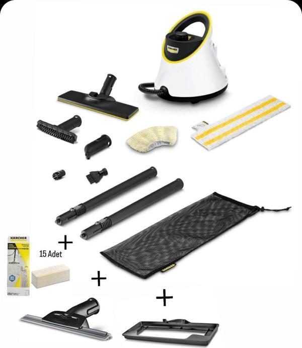 Karcher Sc 2 Deluxe Buharlı Temizlik Makinesi + Cam Temizleme Aparatı + Halı  Başlığı + 15 Adet Mikrofiber - Image 1
