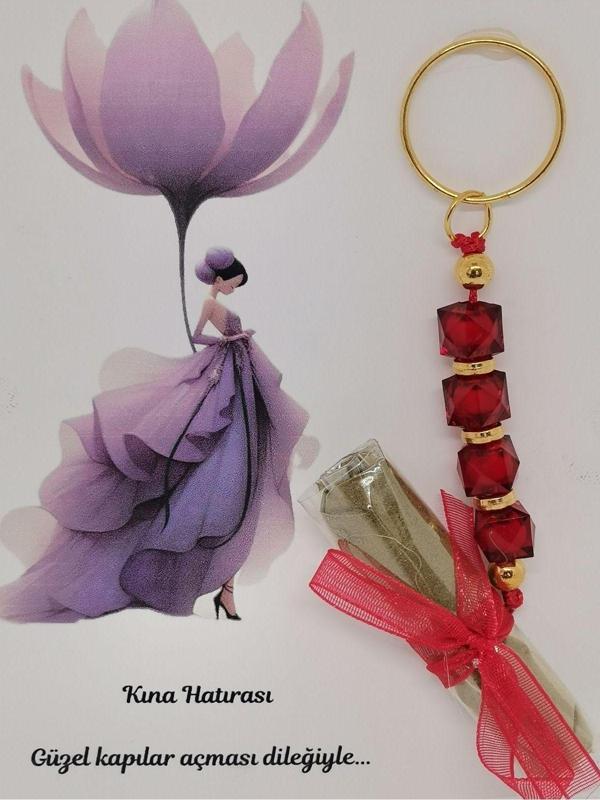 İ&D Baby 50 Adet Kişiye Özel Tasarım Dağıtmalık Hediyelik Kına Ve Anahtarlık Seti - Image 1