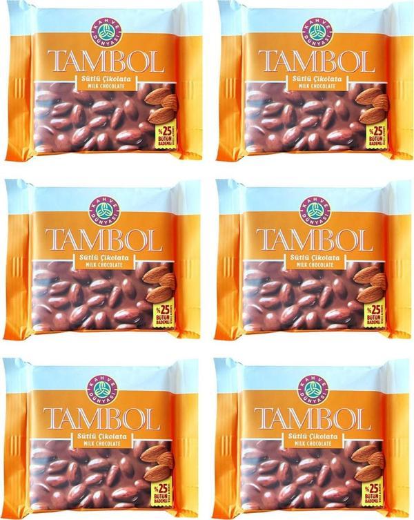 Kahve Dünyası Tambol Sütlü Çikolata Bademli 77 gr x 6 Adet - Image 1