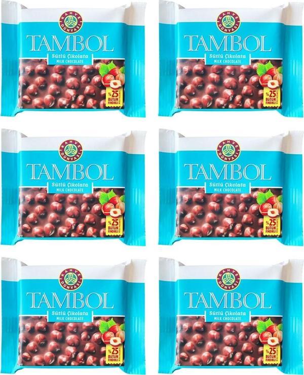 Kahve Dünyası Tambol Tam Fındıklı Sütlü Çikolata 77 gr x 6 Adet - Image 1
