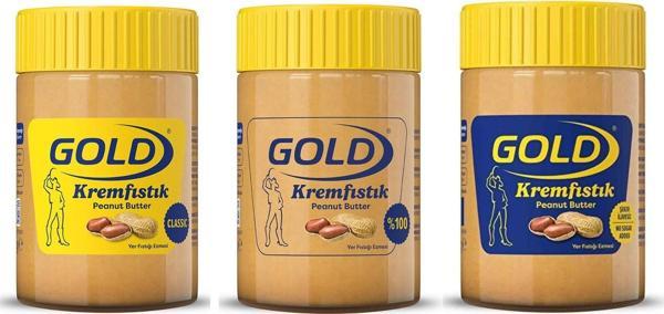 Gold Fıstık Ezmesi 340 gr 3 lü Karma Paket / Classic - Şekersiz - %100 - Image 1