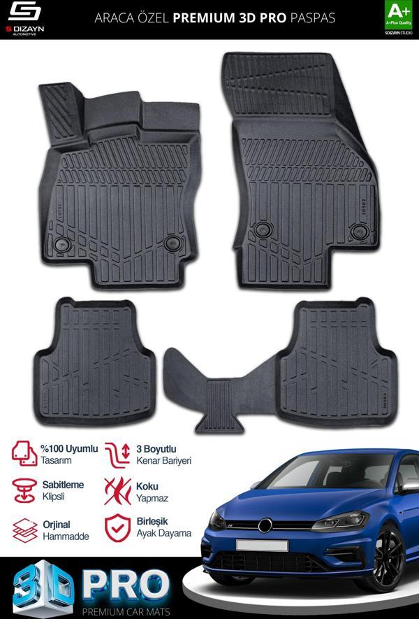 Volkswagen Golf 7 3D Pro Havuzlu Paspas 2012-2020 A+ Kalite - Image 1