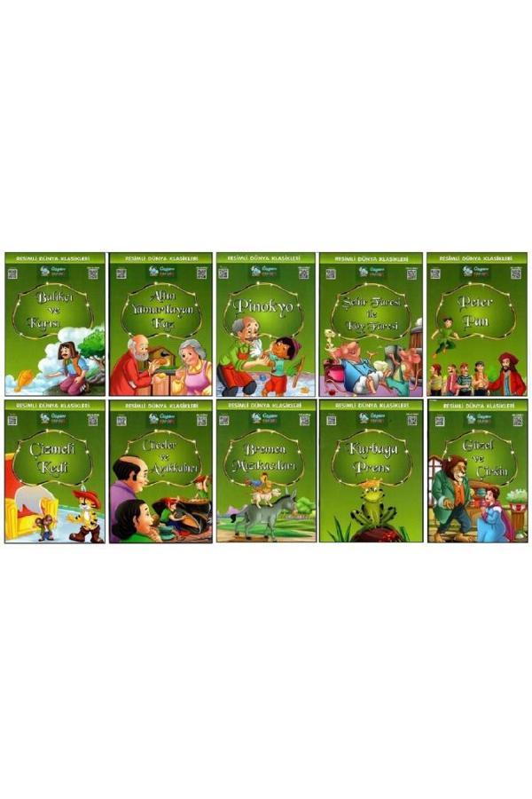 1. Ve 2. Sınıf Hikaye Kitabı Seti Resimli Dünya Klasikleri 10 Kitap Yeşil Seri - Üçgen Yayıncılık - Image 1