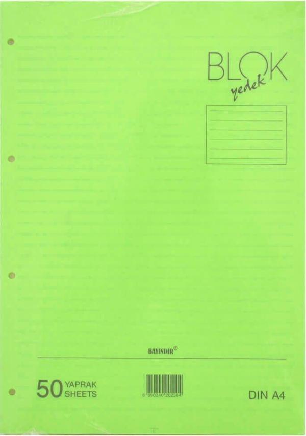 Bayındır Çizgili Klasör Yedeği A4 50 Yaprak Yeşil Bbn0212 - Image 1
