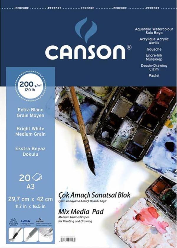 Canson Fineface Çok Amaçlı Resim Blok 200 Gr A3 20 Yp - Image 1