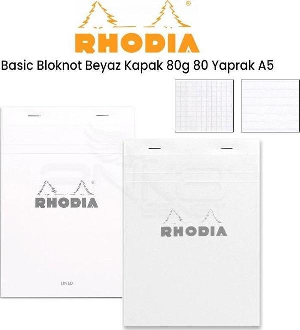Rhodia Basic Bloknot Beyaz Kapak 80G 80 Yaprak A5 - Image 1