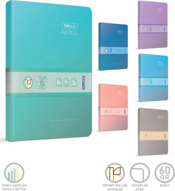 Gıpta The Book Pastels Sert Kapak Defter 20X28 Kareli 120 Yaprak (3303) - Image 1