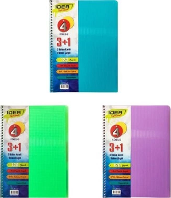 Çınar İdea Spiralli Defter A4 3+1 Bölme 120 Yaprak (63005) - Image 1