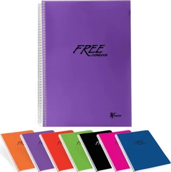 Keskin Free Spiralli Plastik Kapak Defter A4 Çizgili 160 Yaprak (320481) - Image 1