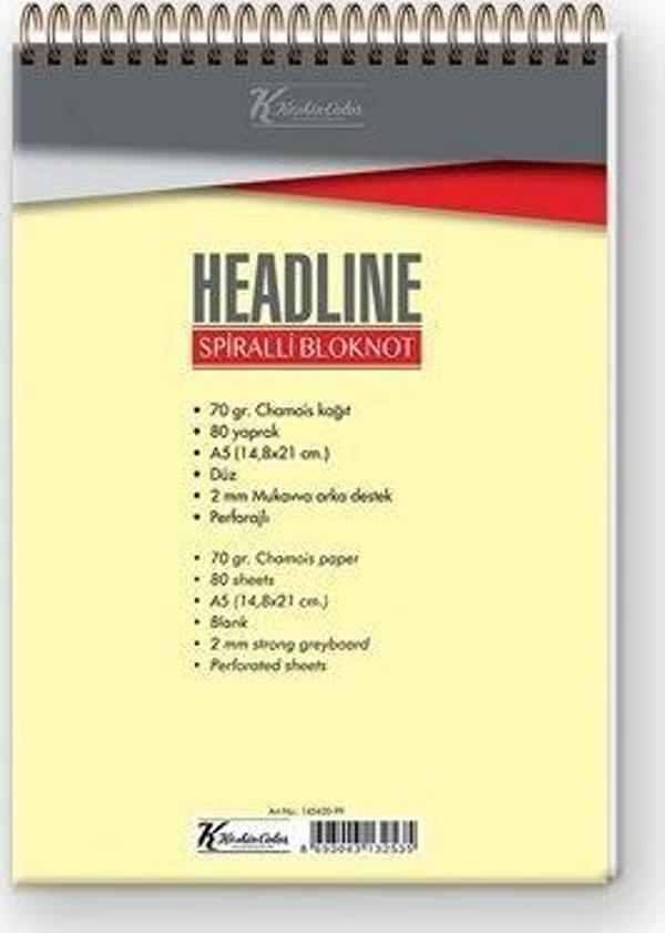 Keskin Headline Spiralli Bloknot A5 Düz 80 Yaprak (145430) - Image 1