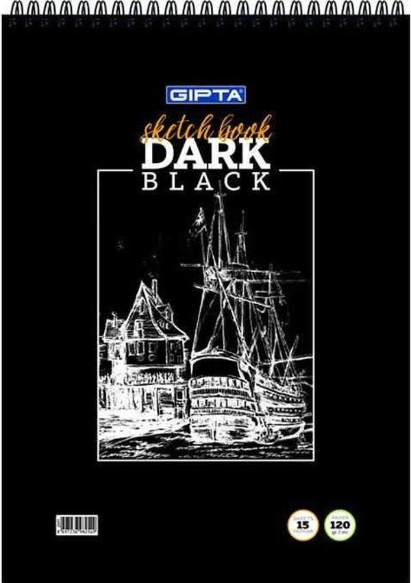 Gıpta Dark Spiralli Siyah Resim Defteri A4 15 Yaprak 40 - Image 1