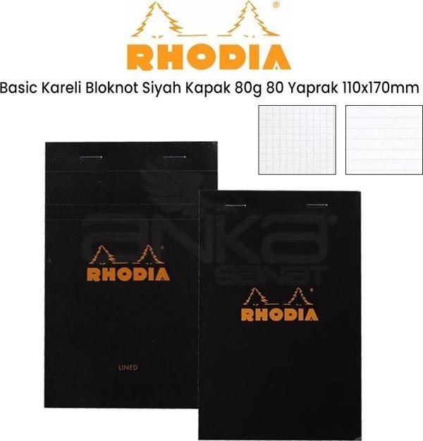 Rhodia Basic Kareli Bloknot Siyah Kapak 80G 80 Yaprak 110X170Mm - Image 1