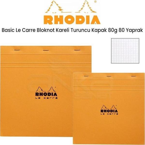 Rhodia Basic Le Carre Bloknot Kareli Turuncu Kapak 80G 80 Yaprak - Image 1