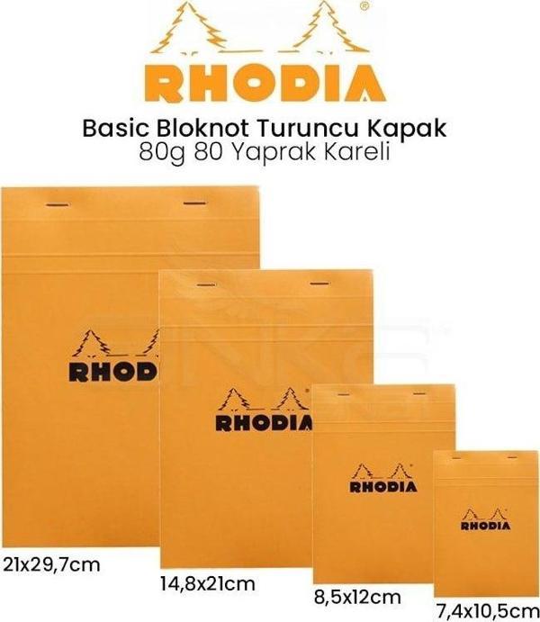 Rhodia Basic Bloknot Turuncu Kapak 80G 80 Yaprak Kareli - Image 1