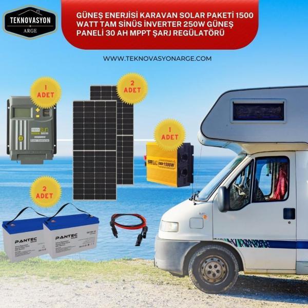 Teknovasyon Arge  Güneş Enerjisi Karavan Solar Paketi 30 Ah Mppt İnverter 250w Güneş Paneli - Image 1