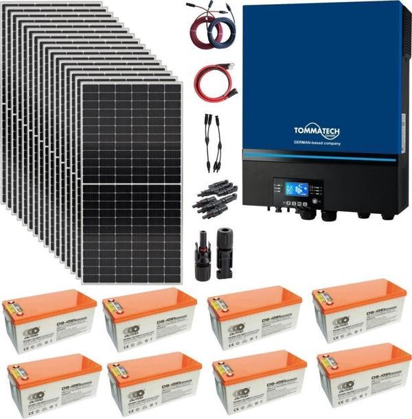 Güneş Enerjisi Solar Paketi 7.2kVA İnverter 550W Güneş Paneli 200Ah Jel Akü - Image 1